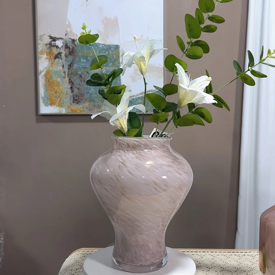 琉璃粉色洒金琉璃花瓶