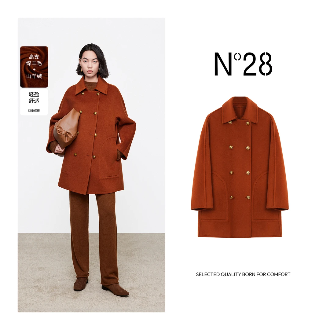 【小小莎专属】N°28 秋冬时尚设计师气质女士双面呢大衣8352D130