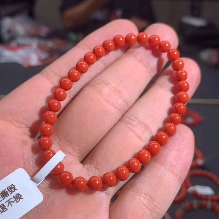 南红玛瑙未镶嵌单圈5mm➕官坡锦红