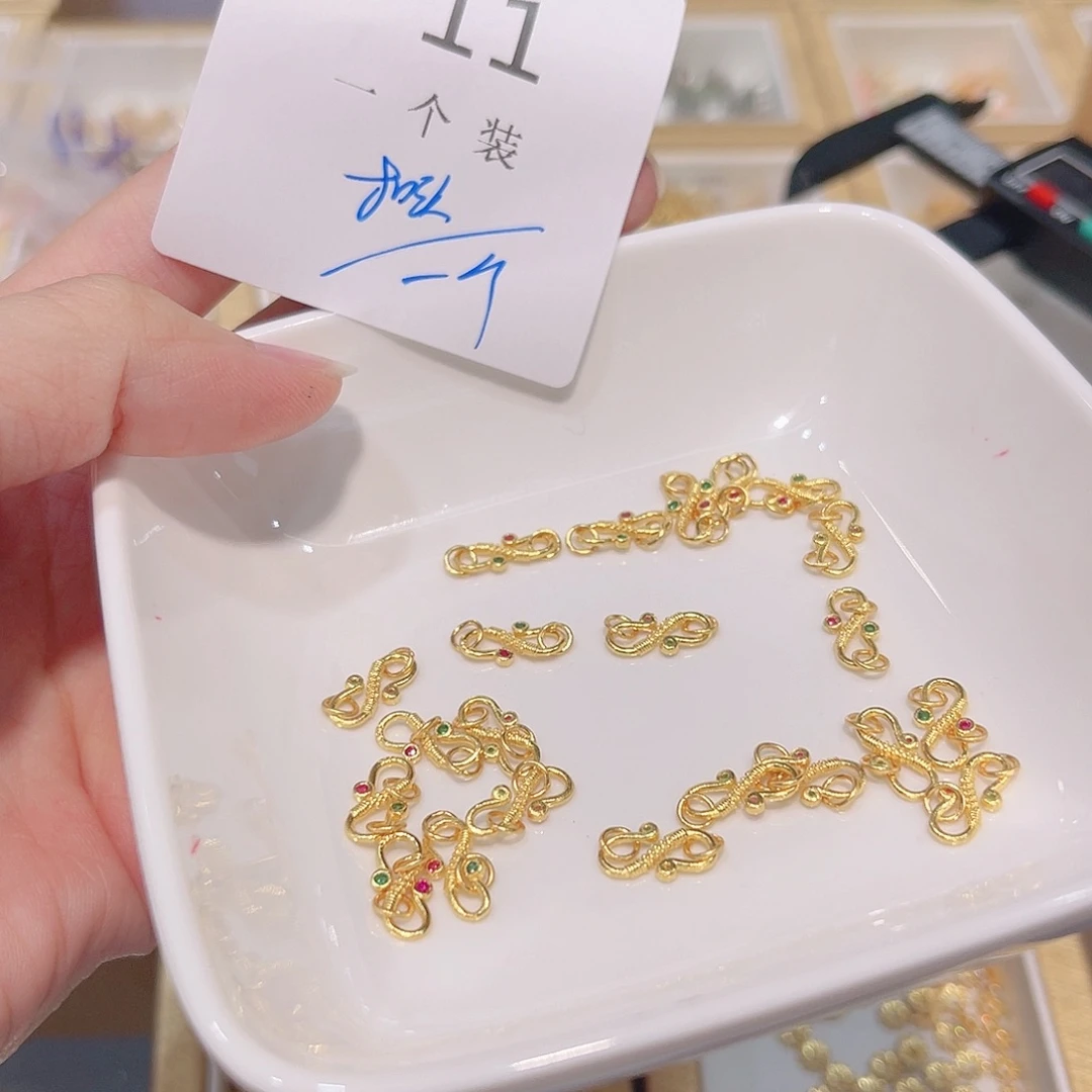 水晶珠宝半成品银S925镀金镶嵌11 。