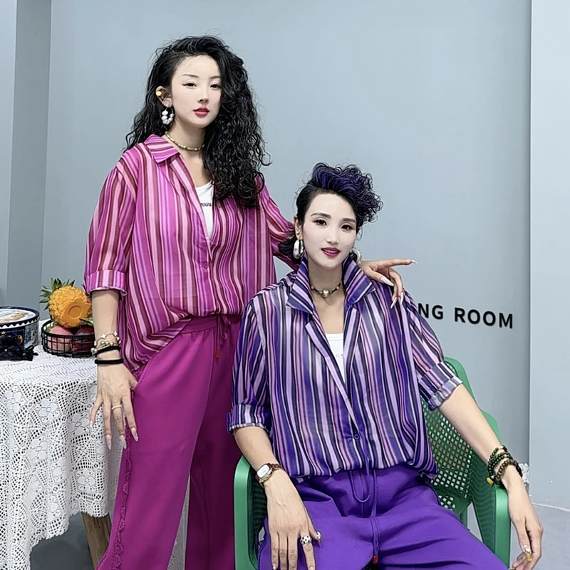 2025夏季清爽时尚系带短款衬衫女气质百搭显瘦复古港风衬衣-9658