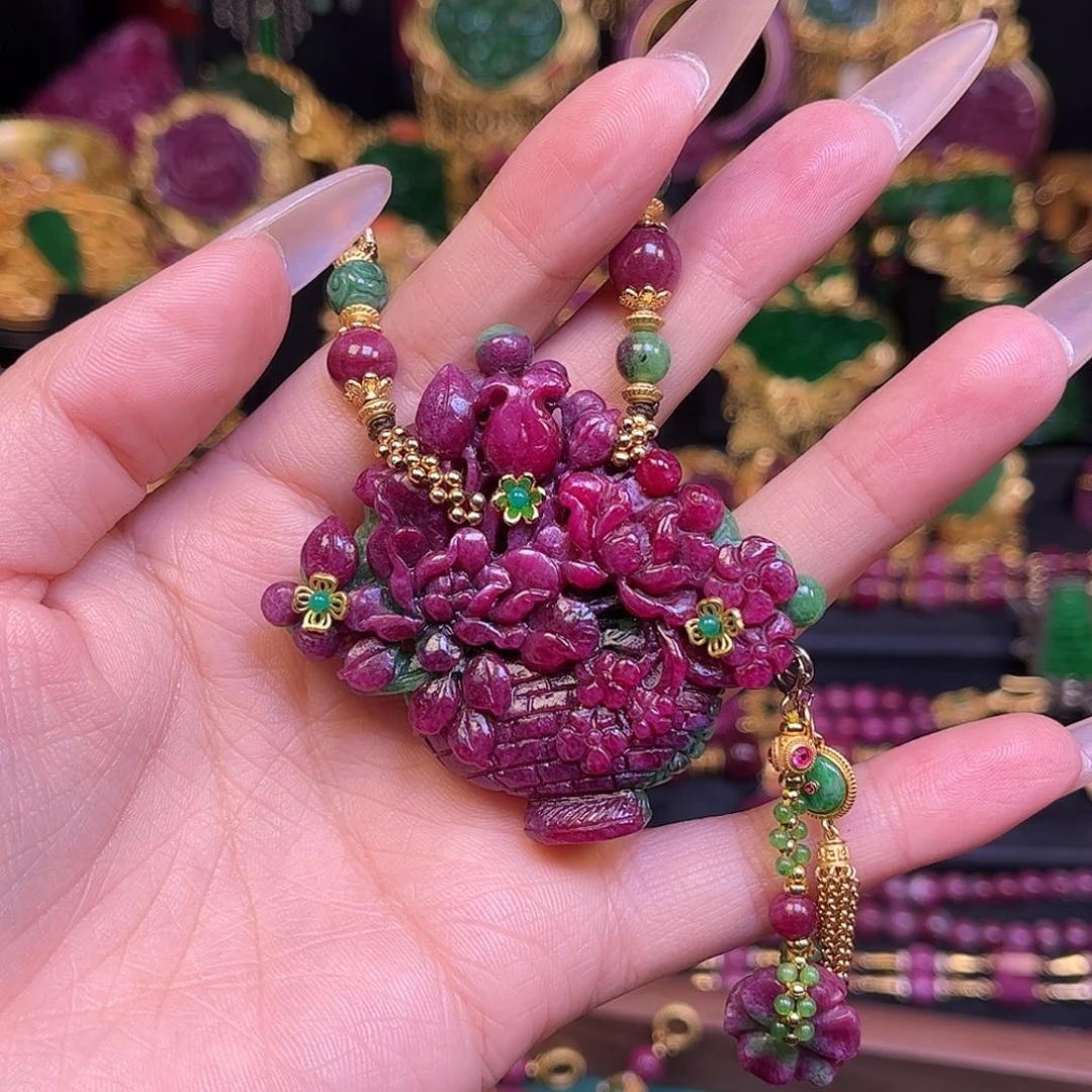 红宝石银S925镶嵌颈饰