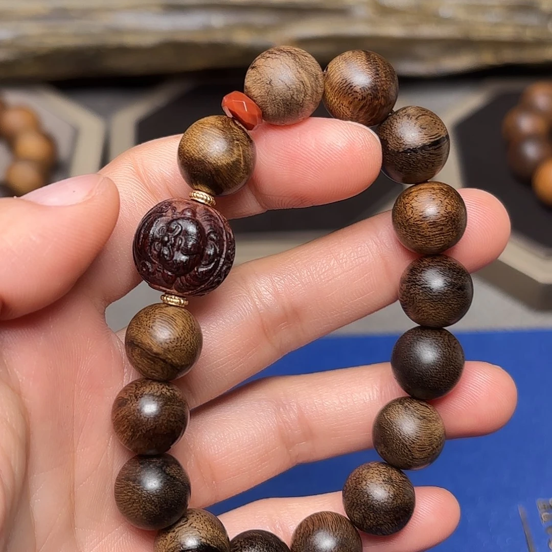 沉香手串越南芽庄紫棋瘤疤帝王料12mm设计
