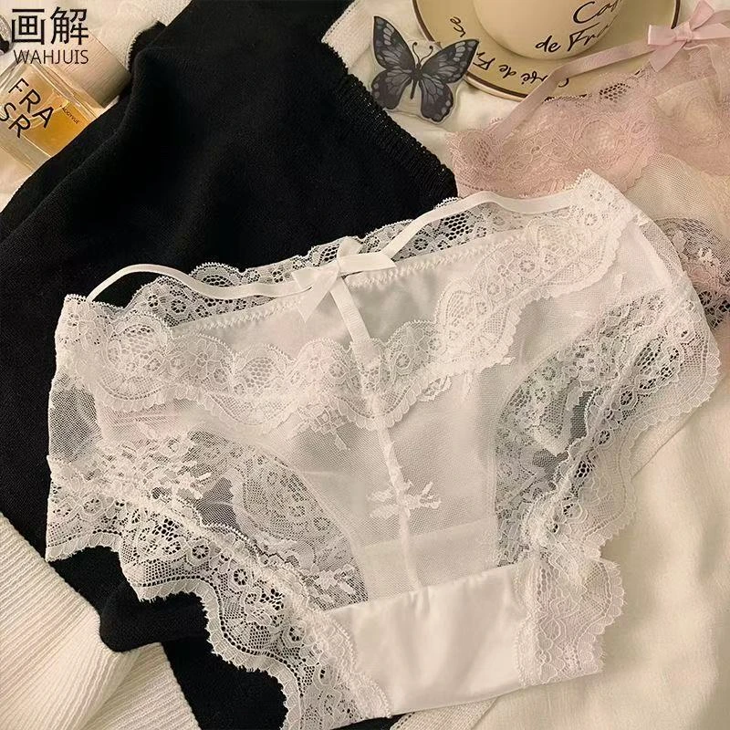（自留款)蝴蝶内裤性感绿色内裤女三角内裤镂空舒适低腰