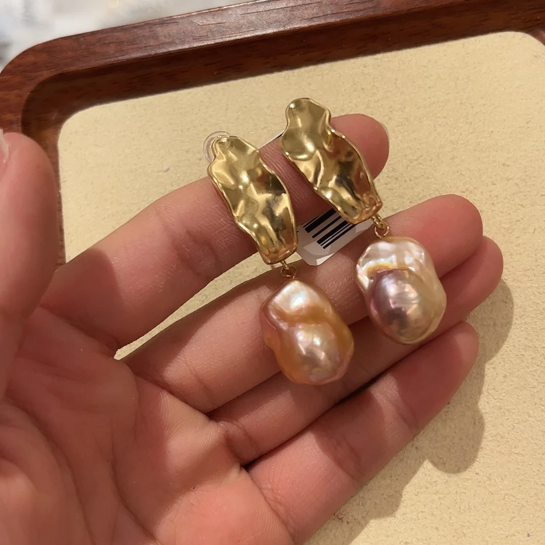 合金淡水珍珠耳饰