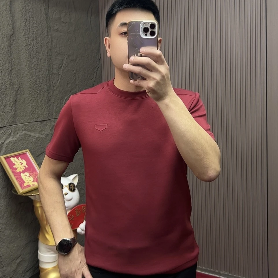 26028#男士冬季加绒时尚百搭圆领短袖T恤打底上衣