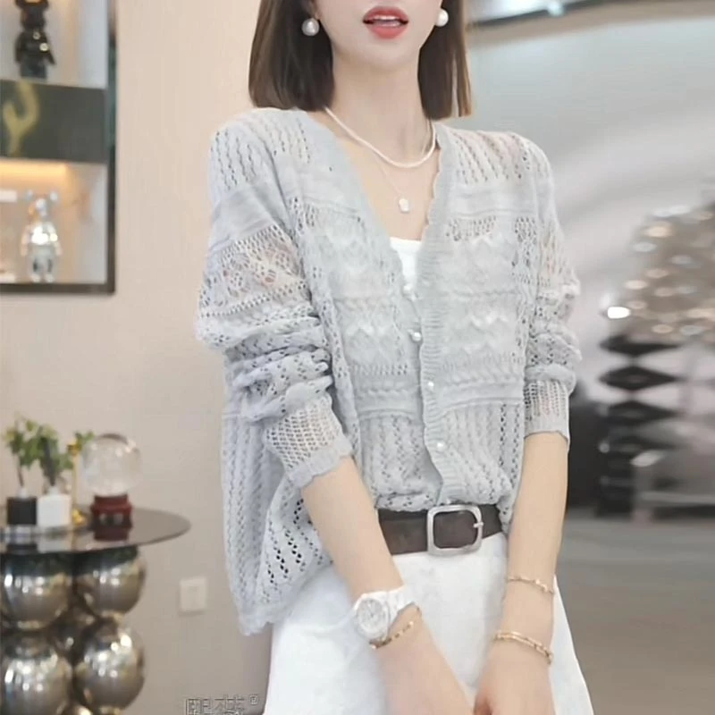 气质长袖针织衫女2026春夏新款时尚小众女装洋气百搭韩系通勤上衣