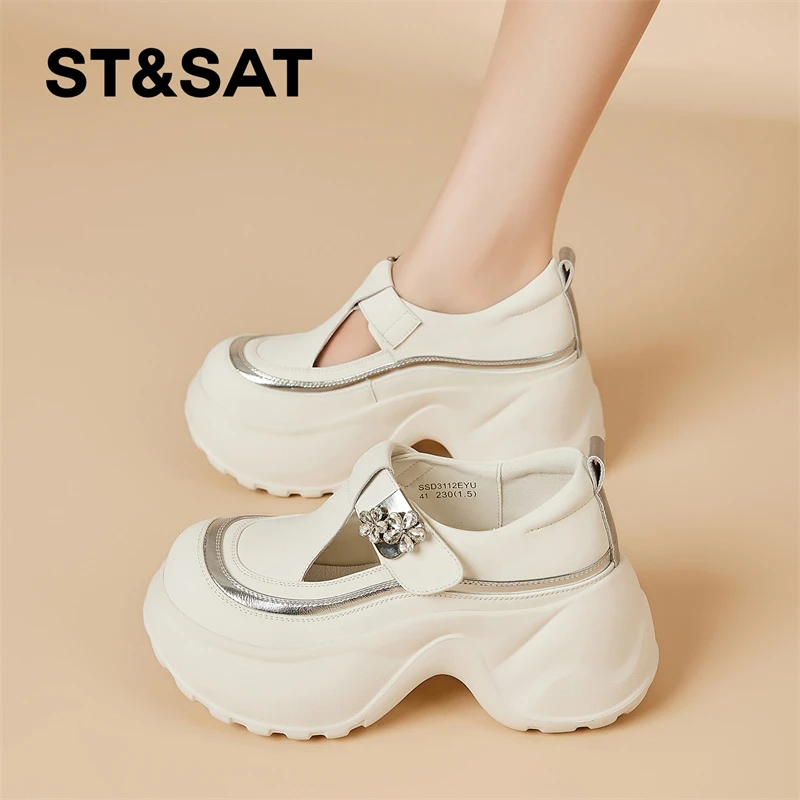 星期六夏季玛丽珍女鞋2025新款透气厚底网面鞋增高舒适运动鞋女士