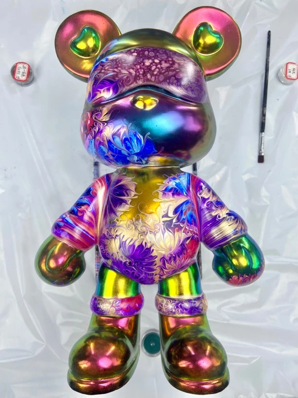 33cm流体熊（酷酷熊）各色成品/定制颜色手工流体潮玩高档轻奢创意