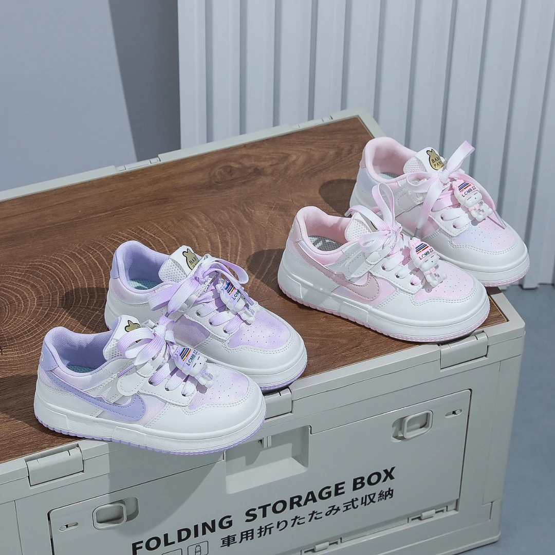 小学生运动板鞋儿童女童防滑耐磨休闲透气魔术贴春秋时尚百搭软底