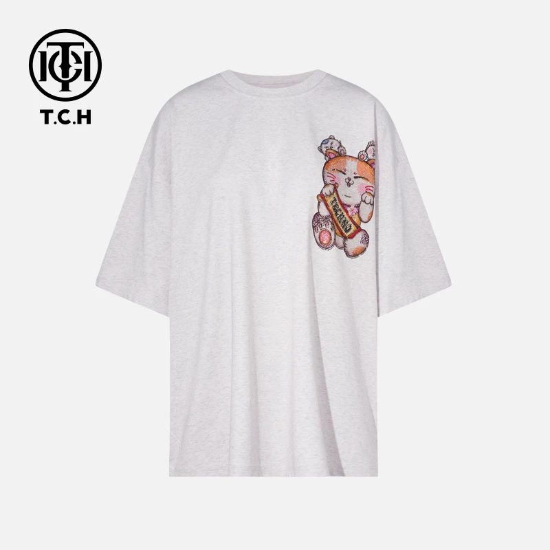 TCH私服烫钻工艺时尚休闲百搭气质秋款T恤女T75C10E9059轻奢tch