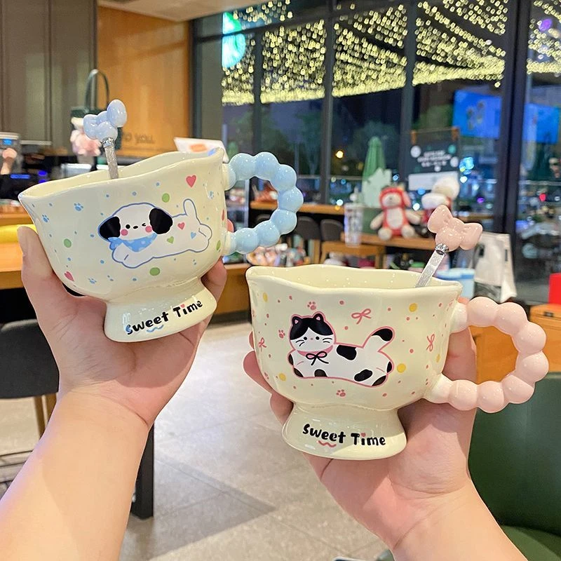 ins风小狗马克杯猫咪杯陶瓷情侣水杯送女生生日礼物儿童节礼物yw