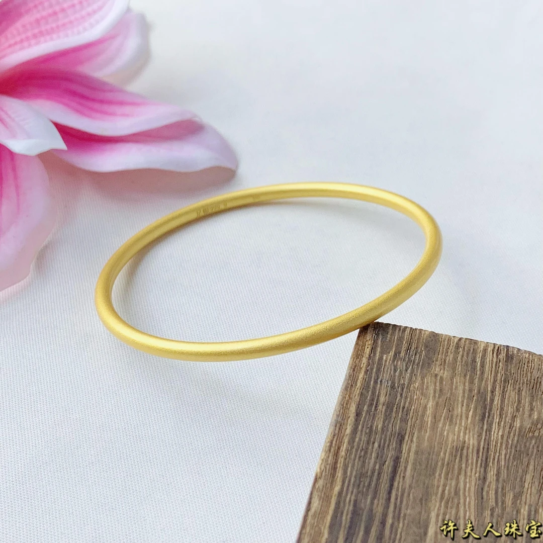 足银手镯 足银 时尚百搭简约经典 素圈古法手镯 《圈口自选》