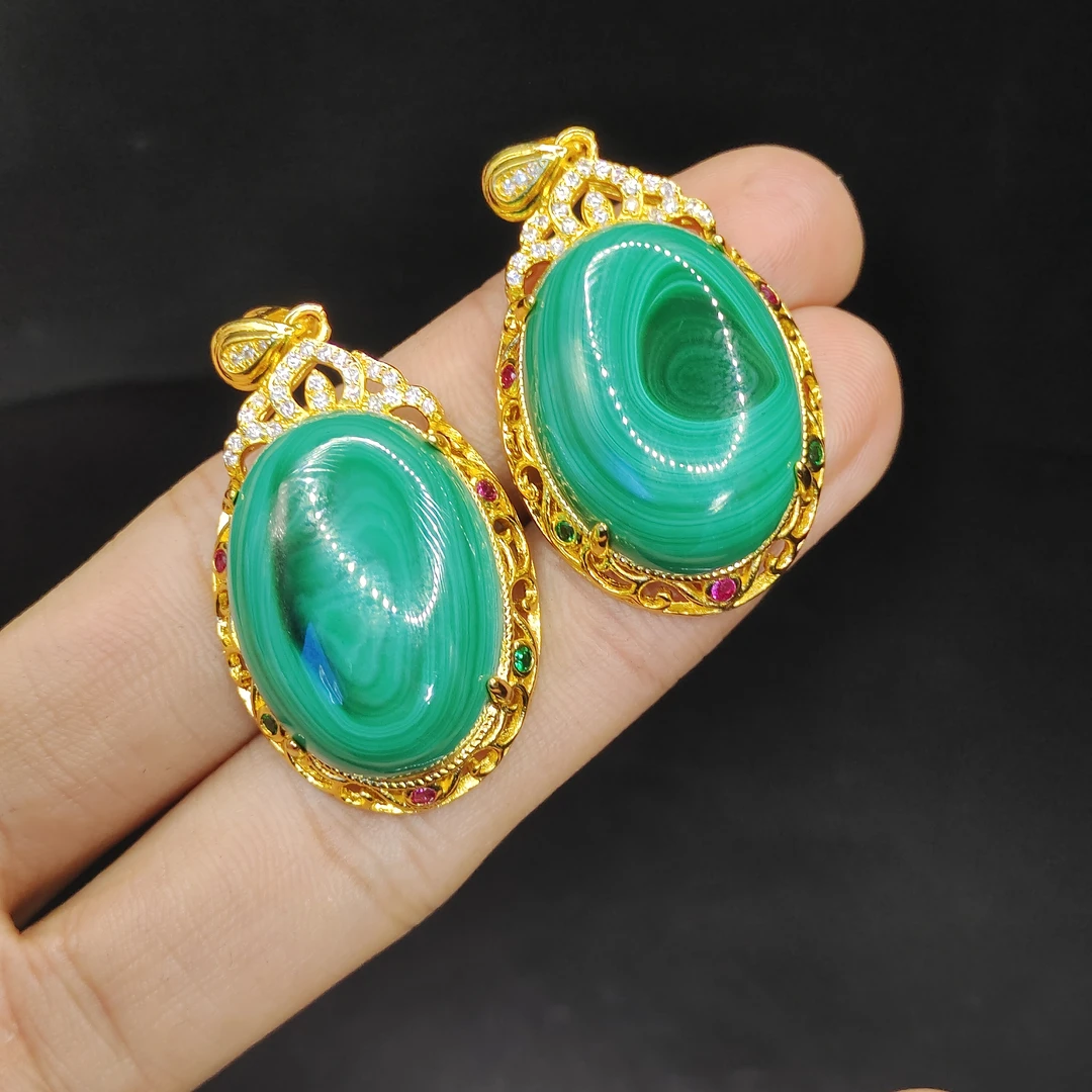 孔雀石鸽子蛋面吊坠赠高货绳Y20【多样性发其一】约25-18-10mm