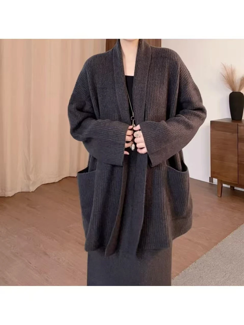 【顶奢系列/100%牦牛绒】针织弹力女士宽松休闲百搭开衫