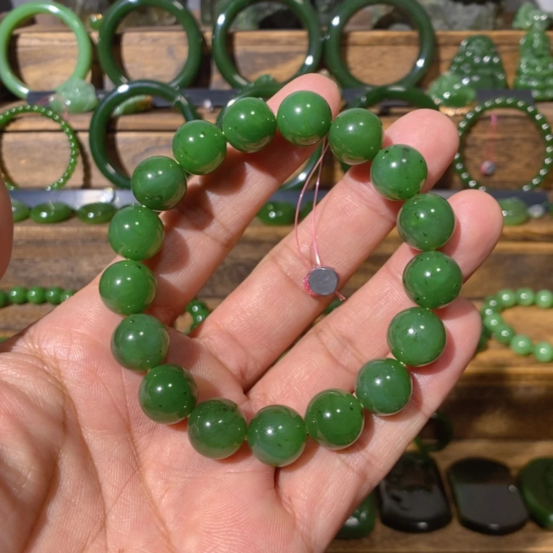 【闪购商品】吊坠(不含链)未镶嵌和田玉加拿大碧玉手串 12