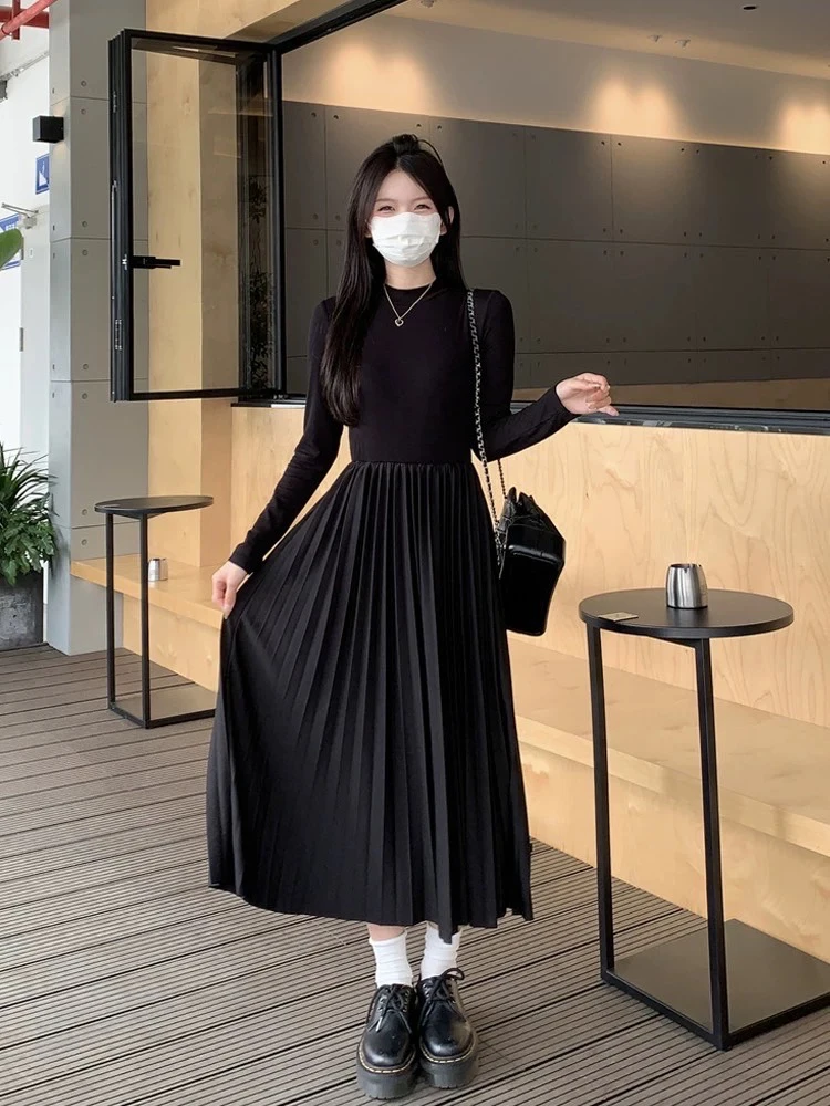 【肉总】法式简约打底百褶裙弹力气质裙子