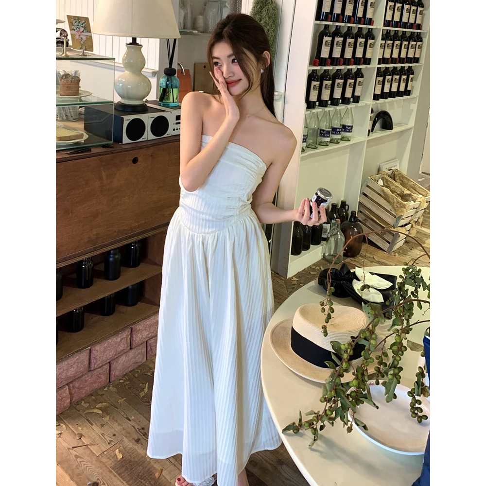 2025夏装新款优雅气质一字肩抹胸裙辣妹性感连衣裙女