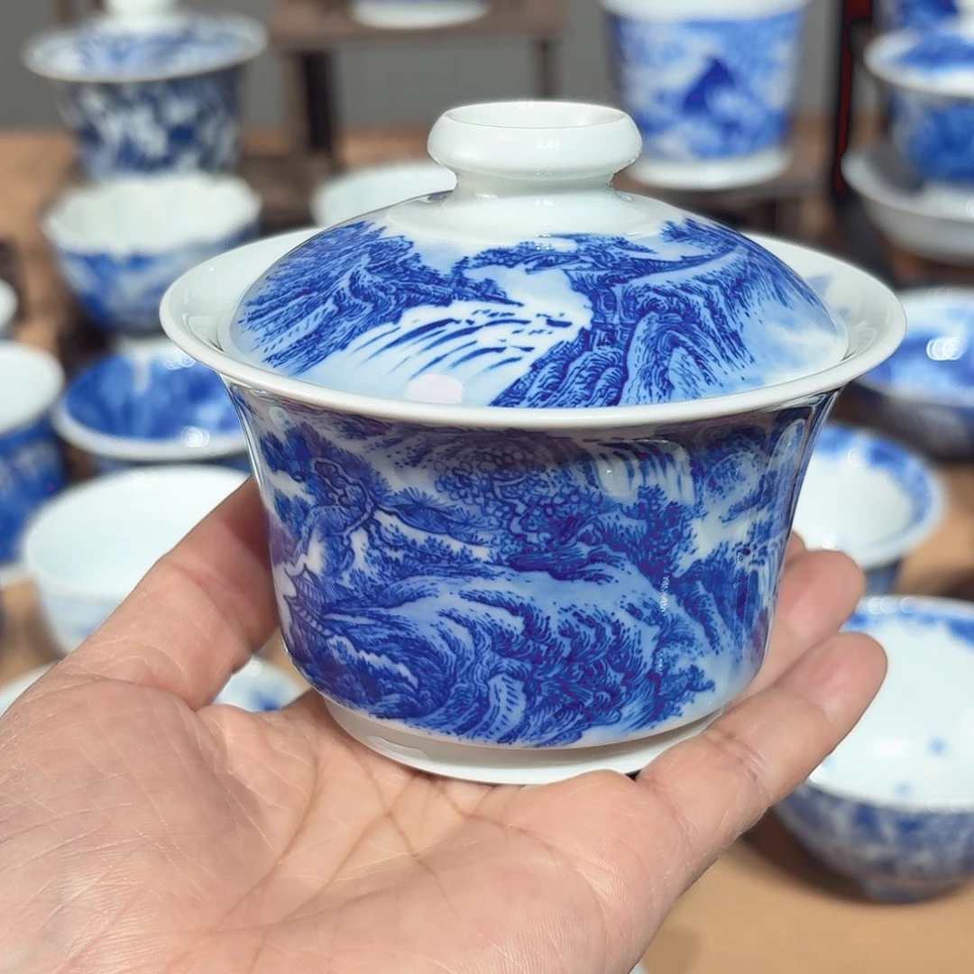 @***林景德镇纯手绘盖碗