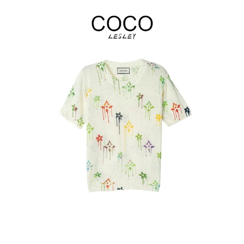 【宠粉专属】轻奢亮片重工亮片女士五角花毛衣套头中长款显瘦圆领