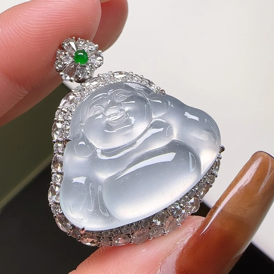 翡翠18K金镶嵌颈饰天然翡翠