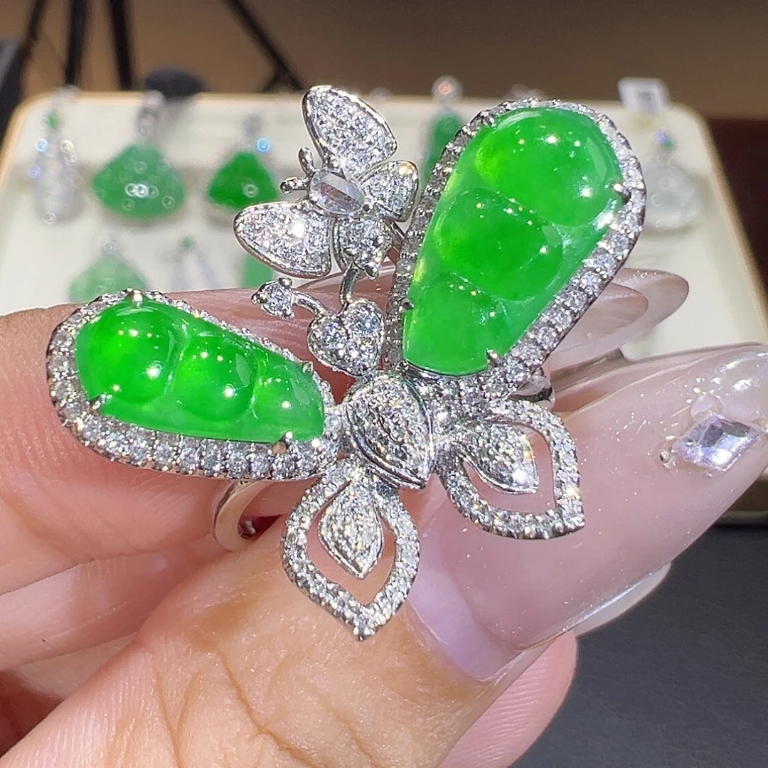 翡翠18K金镶嵌戒指翡翠