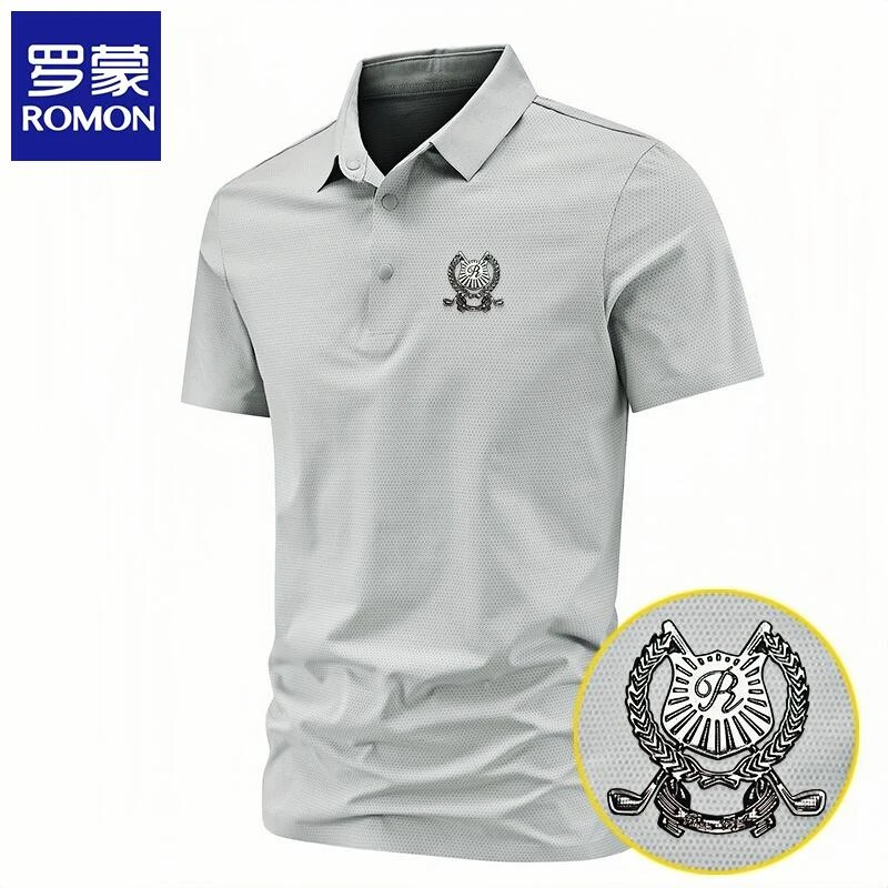 Romon/罗蒙休闲polo衫男士夏季翻领商务短袖T恤薄款透气半袖潮牌
