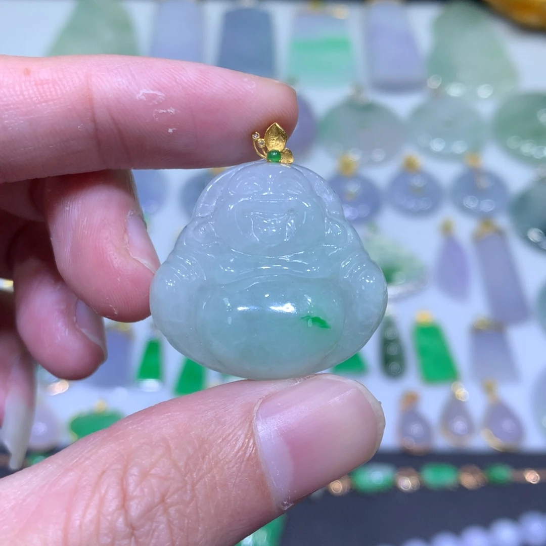 翡翠吊坠(不含链)18K金镶嵌