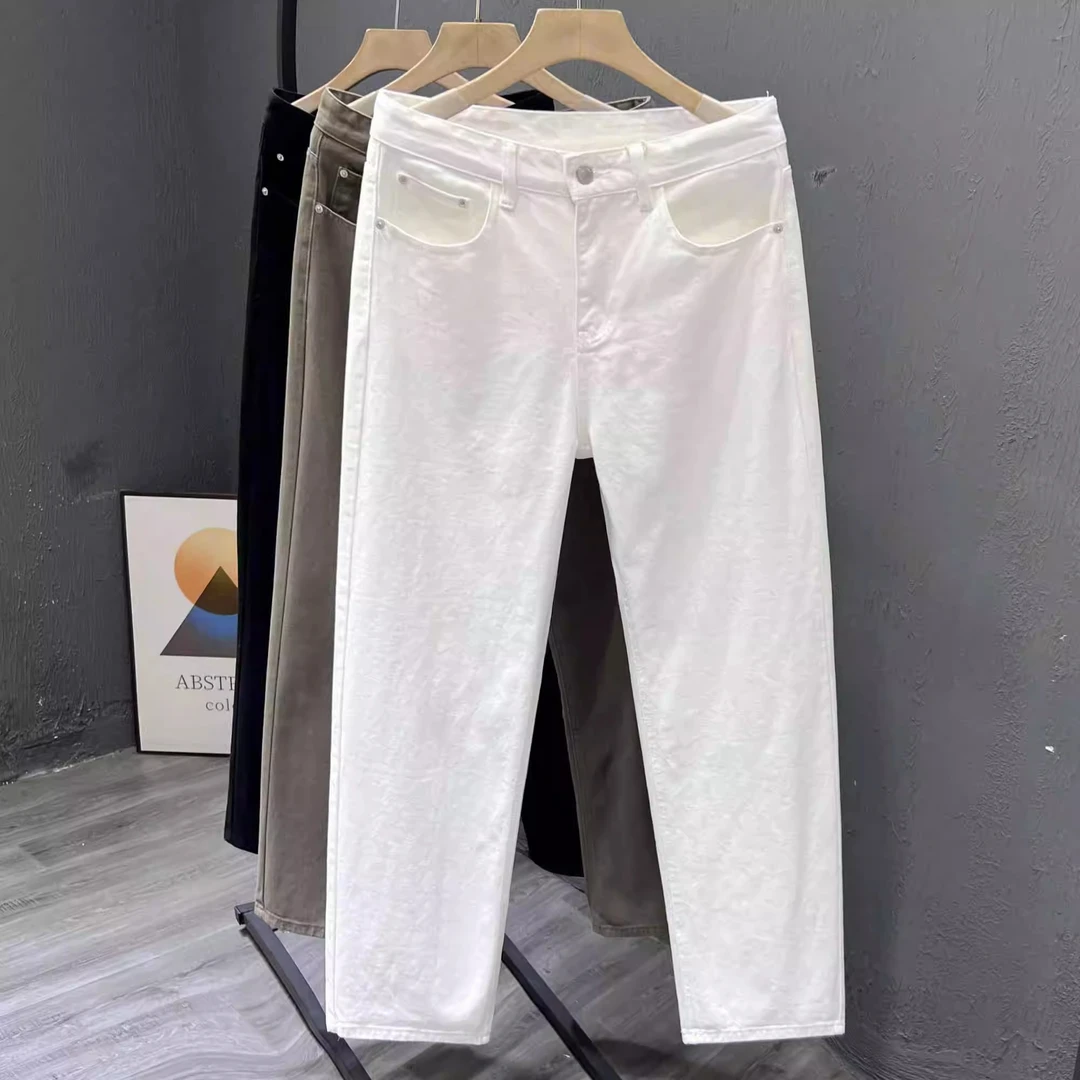 男士宽松休闲牛仔裤夏季新款潮流薄款百搭直筒裤痞帅青年阔腿裤子