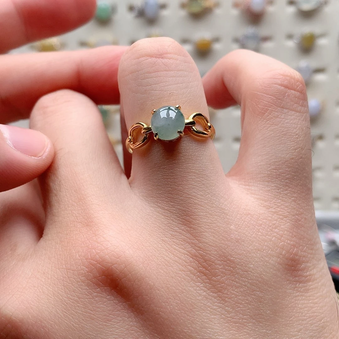 翡翠戒指银S925镶嵌0045