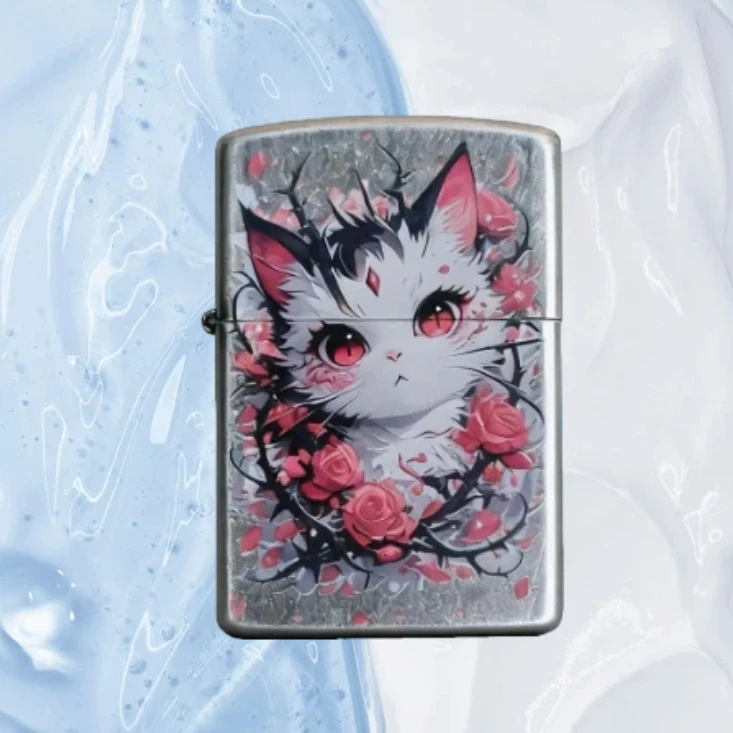 玫瑰花猫防风打火机男士送男友达人无油