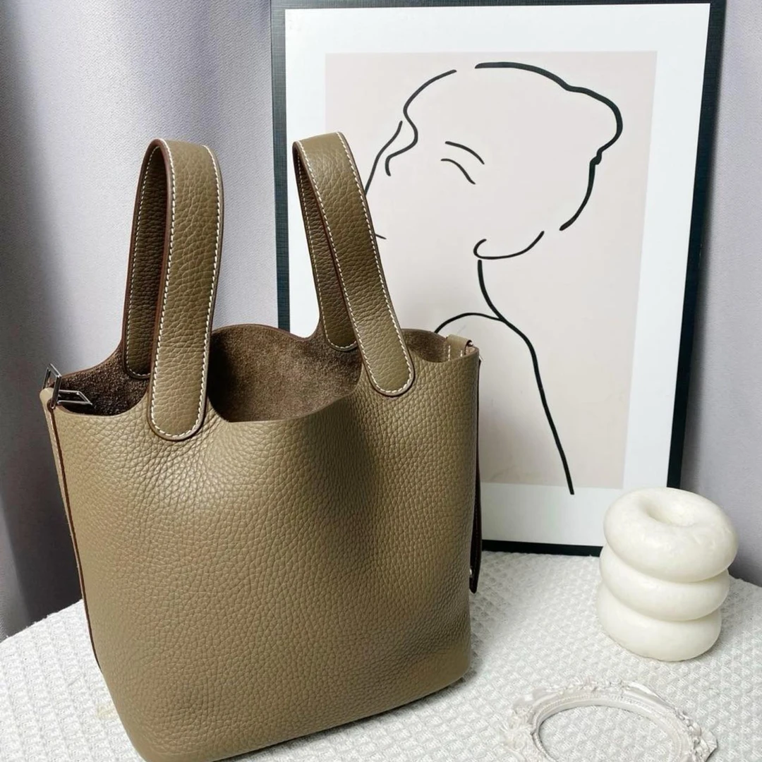 爱马仕菜篮子18大象灰银扣 单肩包 二手94211231