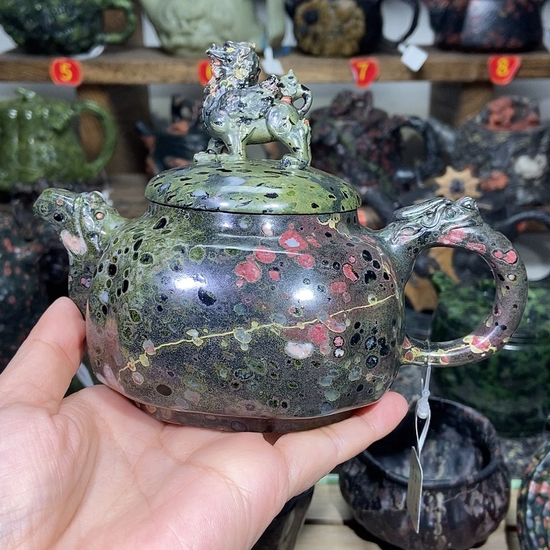 扯***生安山玉梅花玉龙尊壶280CC