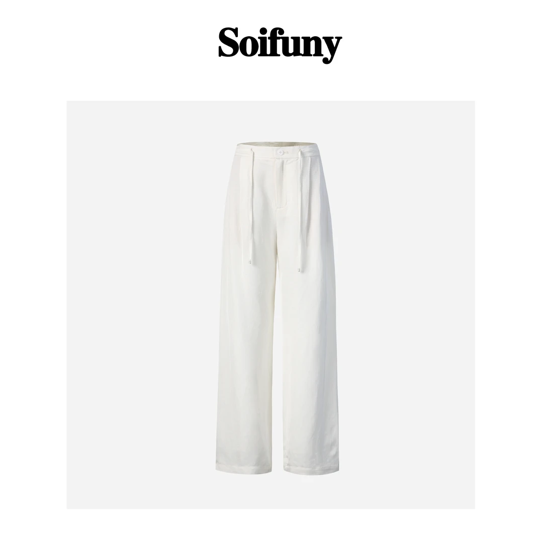 Soifuny设计师款夏季新款亚麻宽松直筒裤百搭显瘦气质