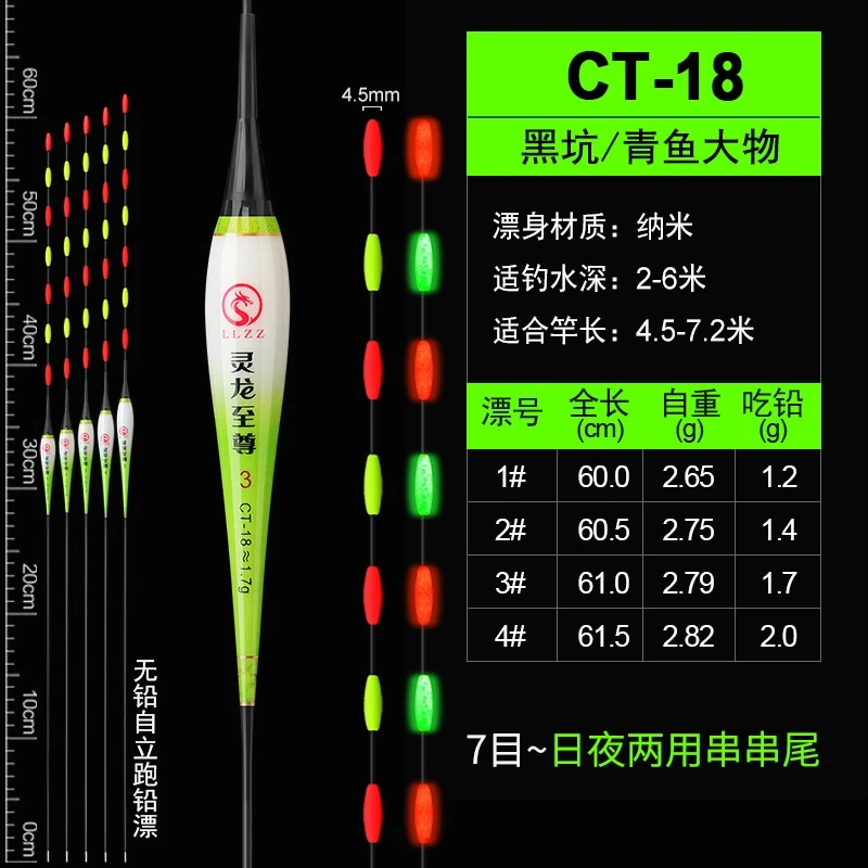 鲫鱼大叔灵龙至尊大物跑铅漂无铅自立夜钓日夜两用钓青鱼巨物浮漂