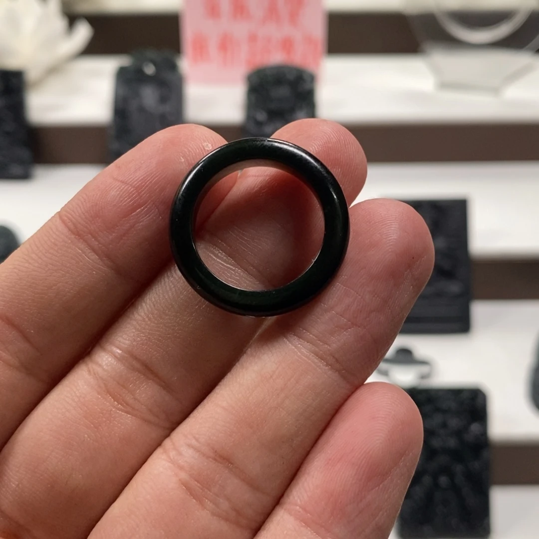 定制翡翠未镶嵌天然A货墨翠戒圈