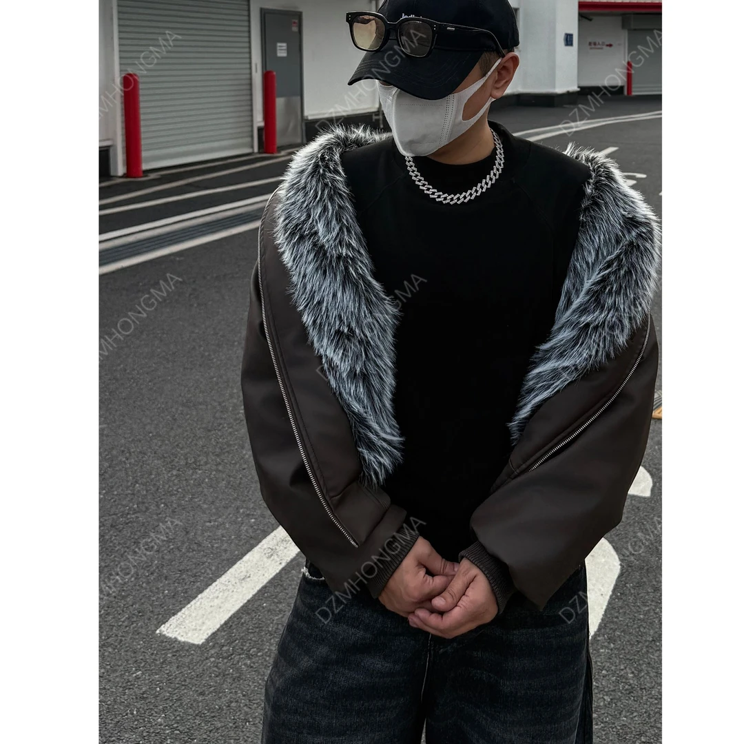 DAZHONGMA【城市猎人座山雕】男士保暖美式复古毛立领工装棉衣外套