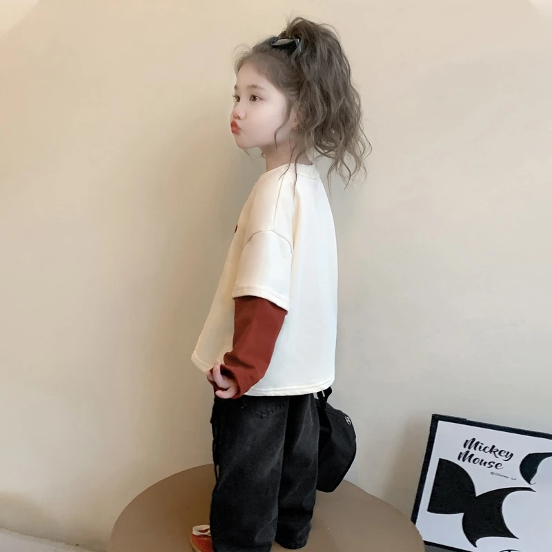 3-6岁女童卫衣春秋新款儿童假两件卫衣秋季女孩爆款时尚百搭上衣