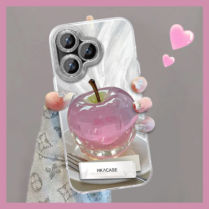 适用红米turbo3精孔羽纱晶莹粉苹果网红个性创意支架全包手机壳女