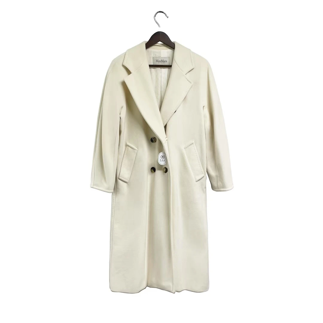 95新 MaxMara 青奢荟/36码/气质百搭奶白色101801中长大衣//65511