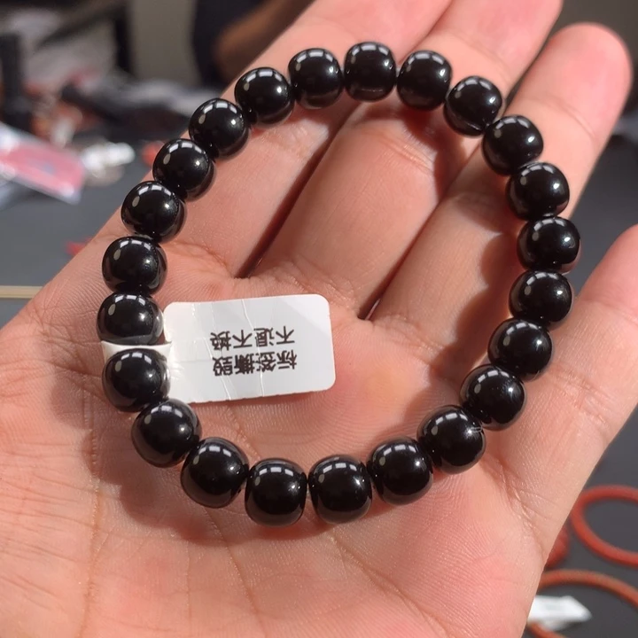 玛瑙/玉髓未镶嵌单圈9mm➕黑玛瑙