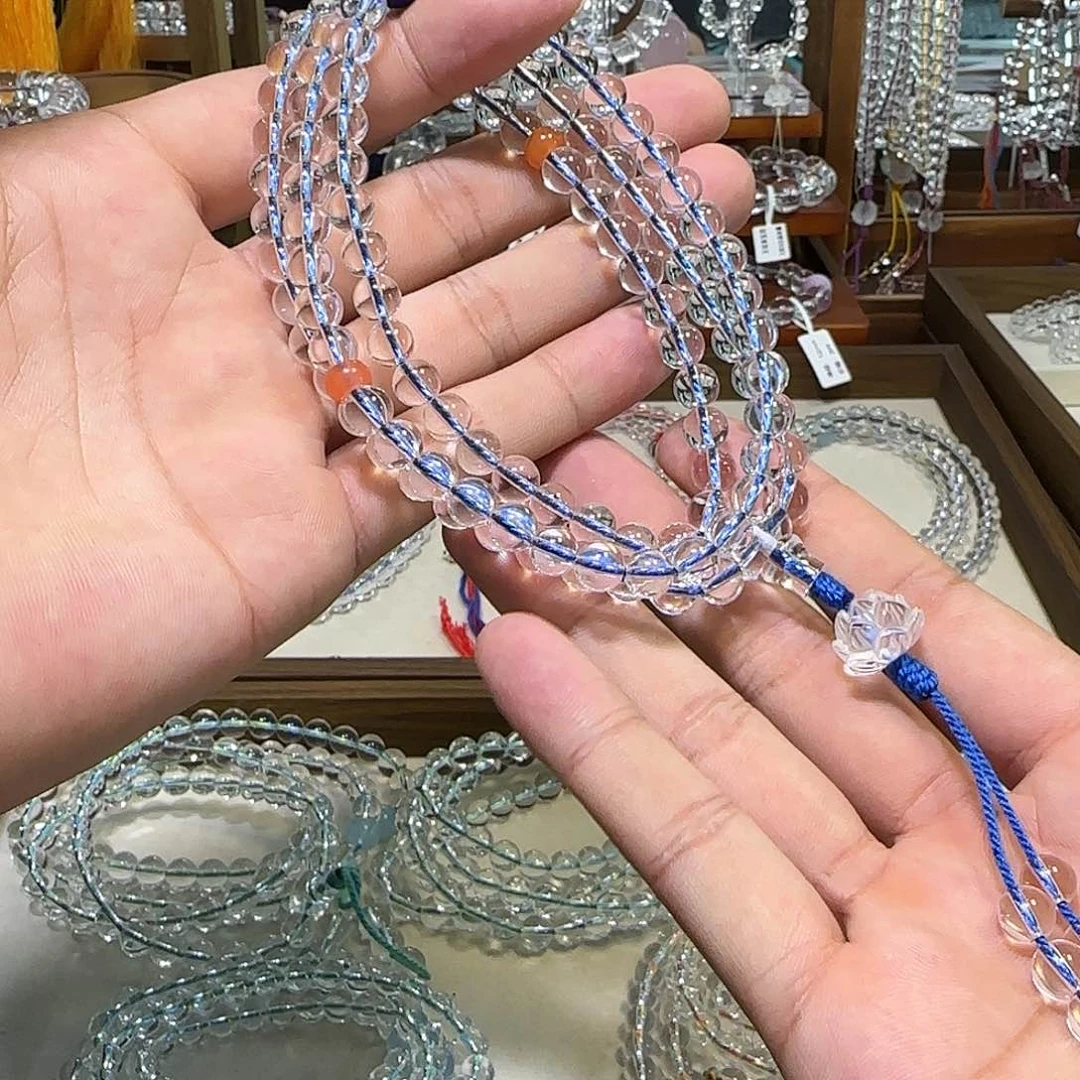 水晶手串未镶嵌诚**材白水晶108