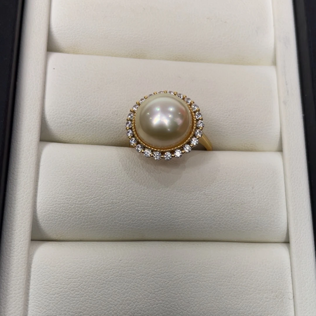 海水珍珠戒圈银S925镶嵌