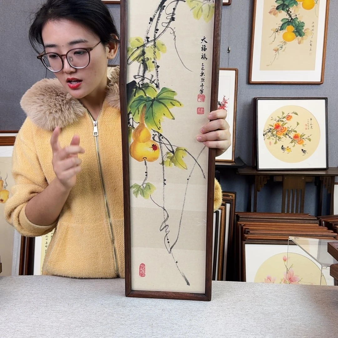 国画手绘带框尺寸：20*70