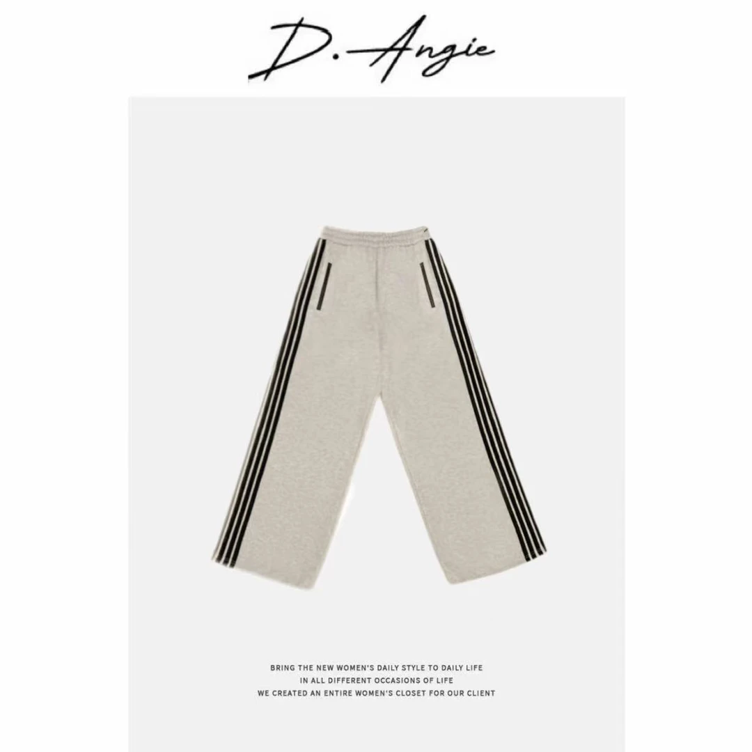 D.Angie【加厚校服裤】秋冬百搭法兰绒侧条汉服校服裤女 XMAQ188