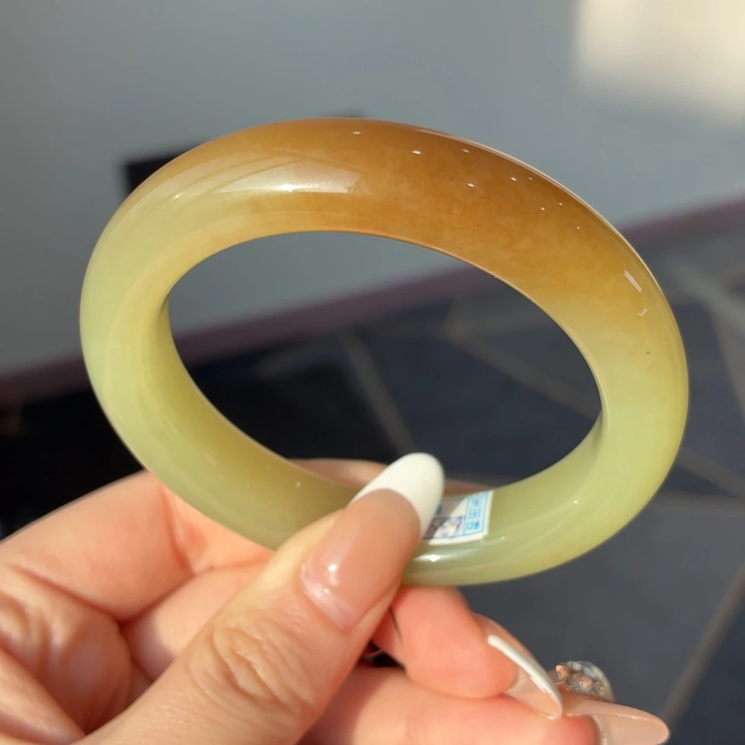 和田玉未镶嵌手镯黄口糖油透莹润24