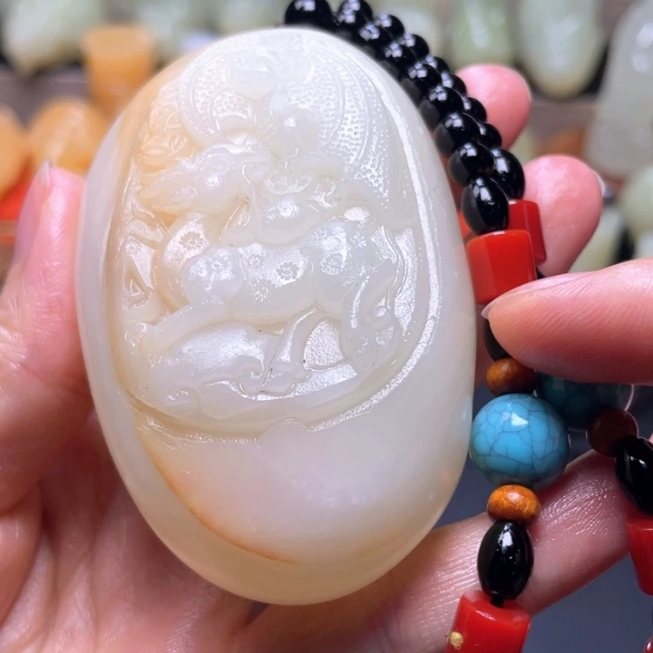 石材方解石手把件