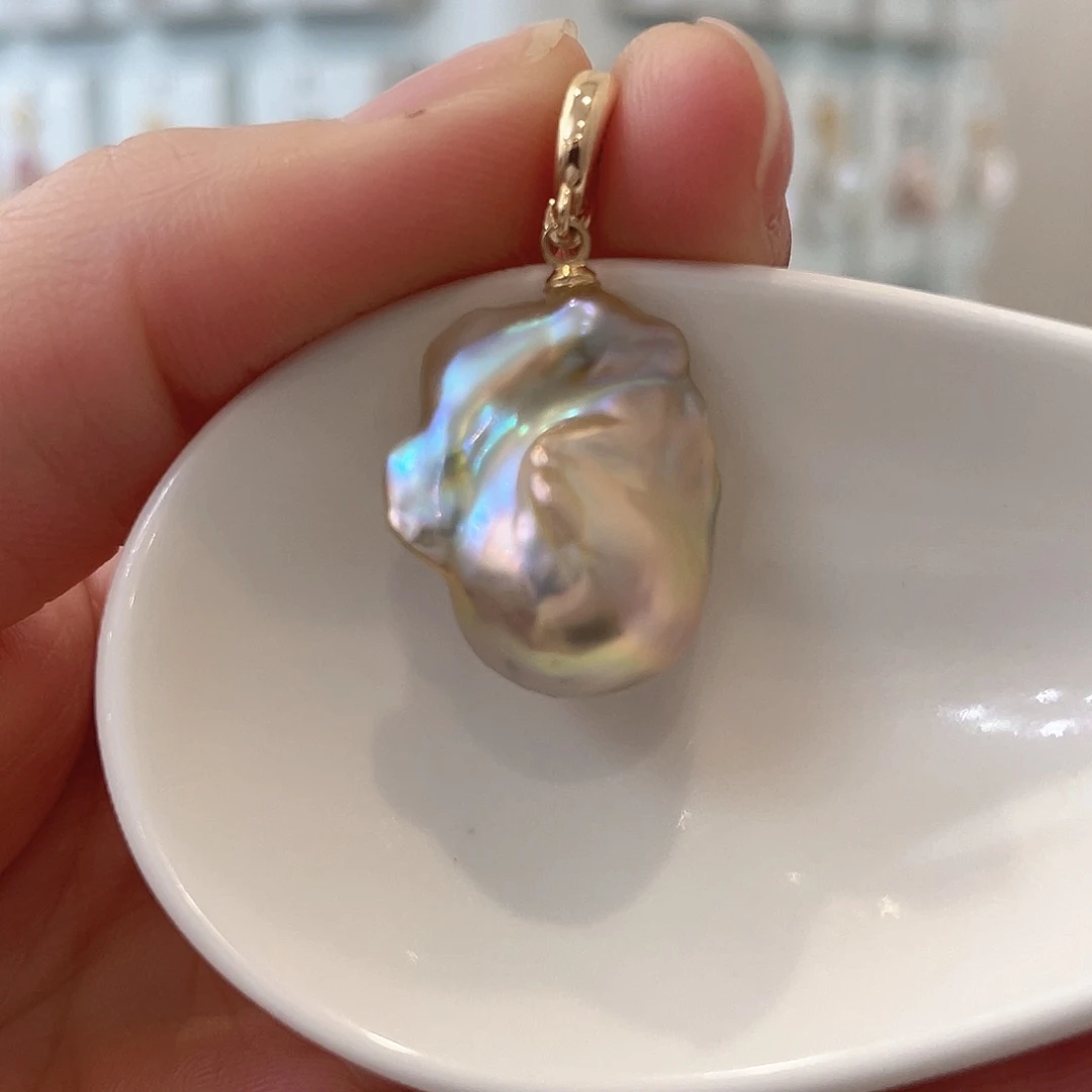 淡水珍珠天然珍珠巴洛克银S925镶嵌怡*