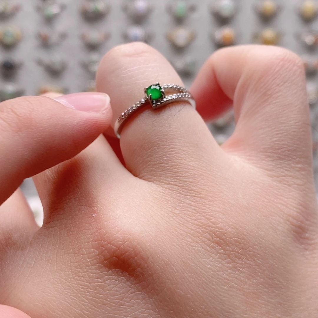 翡翠银S925镶嵌戒指