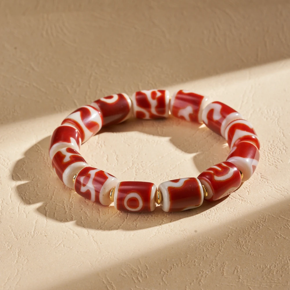 云丹拉姆丨红肉桶珠多宝天珠手串多样性发其一